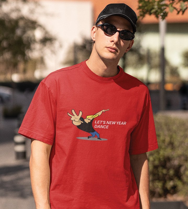 New Year New Villans Red Men Printed T-shirt For Mens Boys
