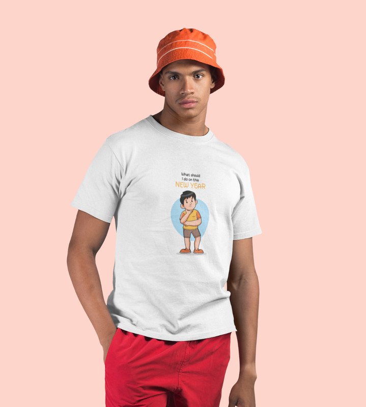 No Plans For New Year White New Year Printed T-shirt For Mens