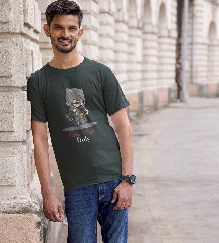 New Year New Duty Green Printed T-shirt For Mens On New Year Theme Best Gift For New Year