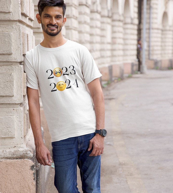 No More 2023 Only 2024 White New Year Printed T-shirt For Mens