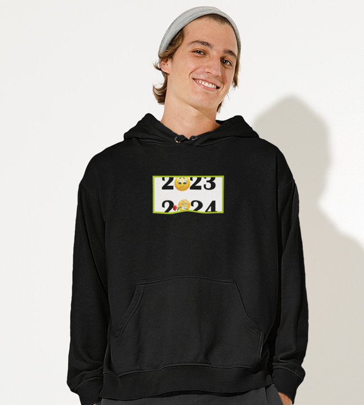 Bye 2023 Welcome 2024,  Black New Year Printed Hoodies For Mens