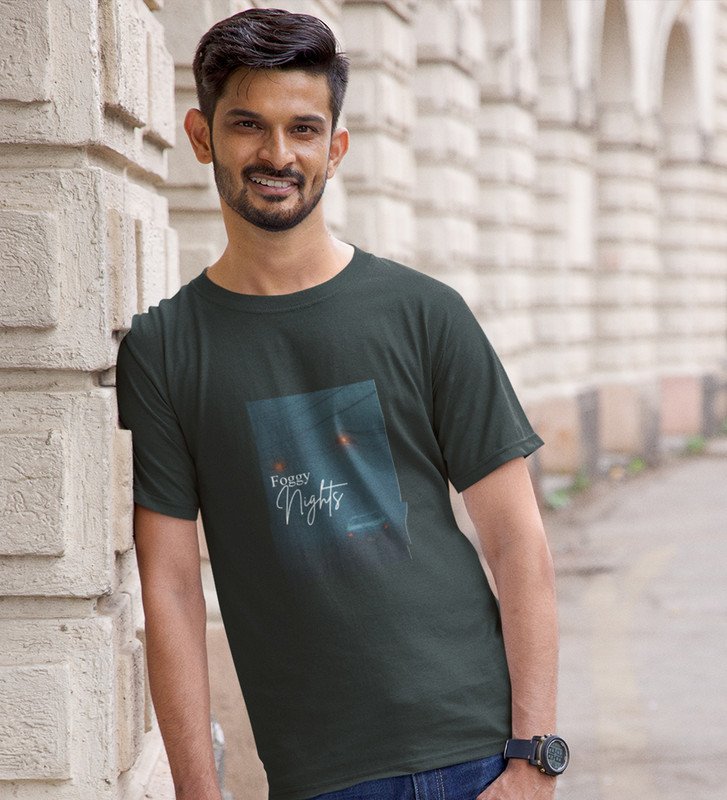 Blur Nights, Green Street Symphony: Front Printed Men's Oversized Tee - Urban Elegance