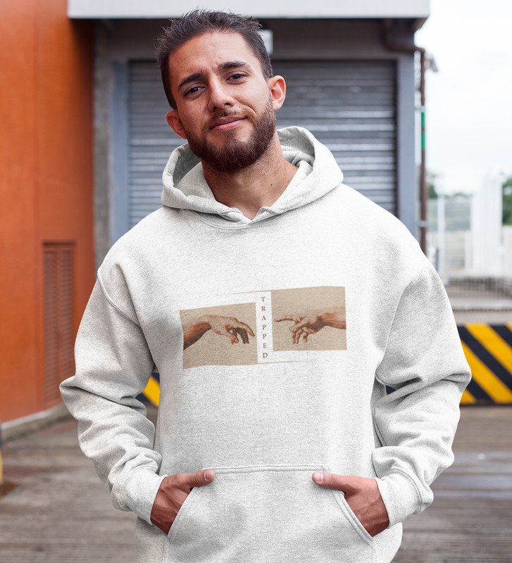 Trapped Into A Soul Designed Hoodies byWhite Cotton