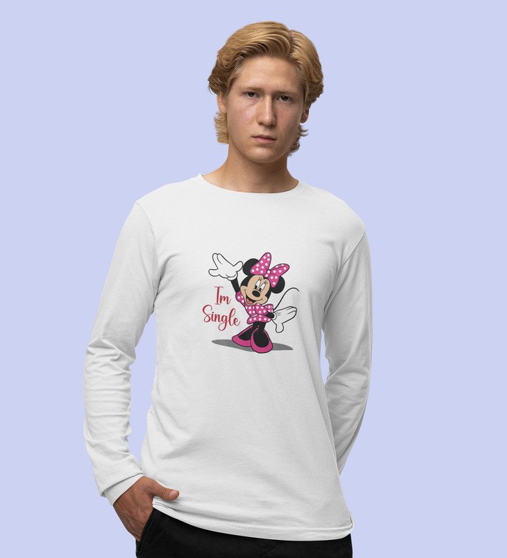 Favourite Cartoon Character Printed (white) Full Sleeve T-Shirt For Singles