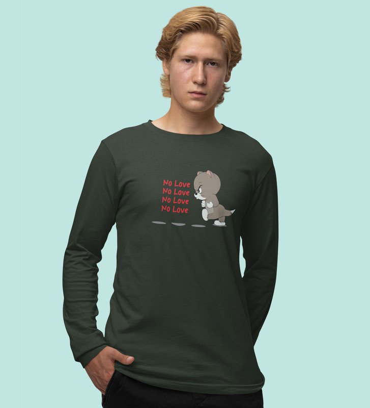 Again No Love : Sublimation Printed (green) Full Sleeve T-Shirt For Singles