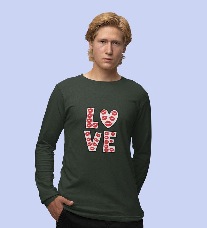 Pure Love: Attractive Printed (green) Full Sleeve T-Shirt For Singles