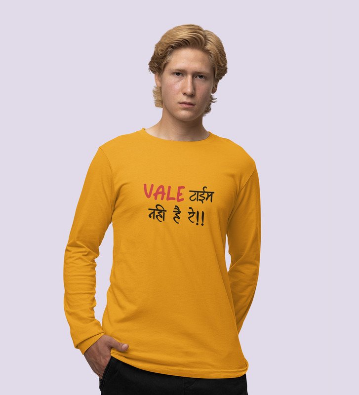 No Time For Valentine: (yellow) Full Sleeve T-Shirt For Singles.