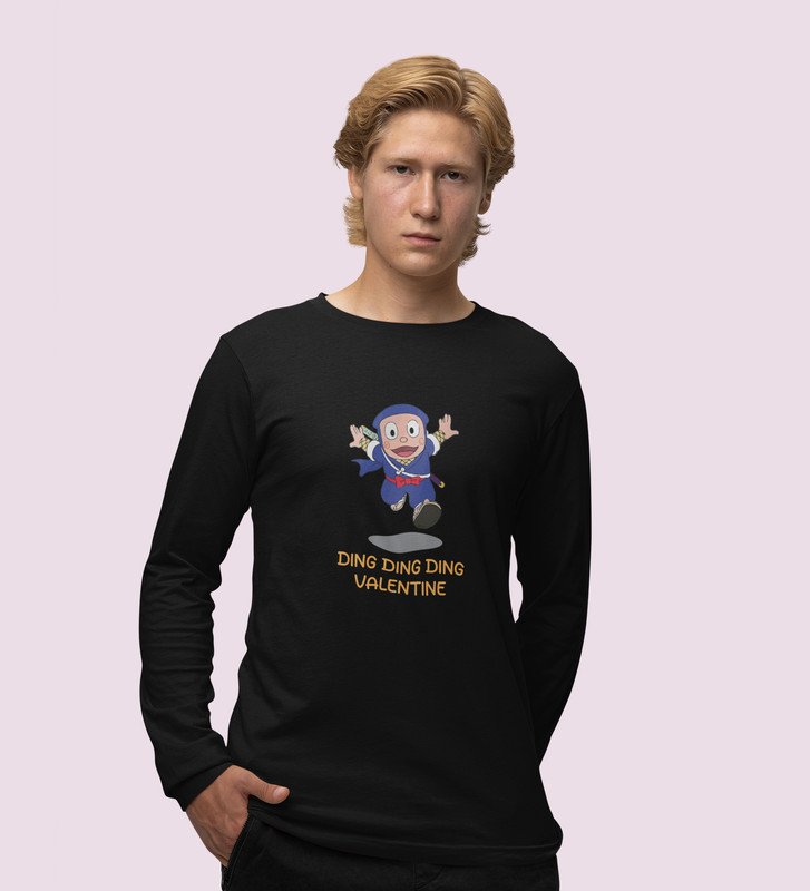 Valentine Ninja: Printed (black) Full Sleeve T-Shirt For Singles