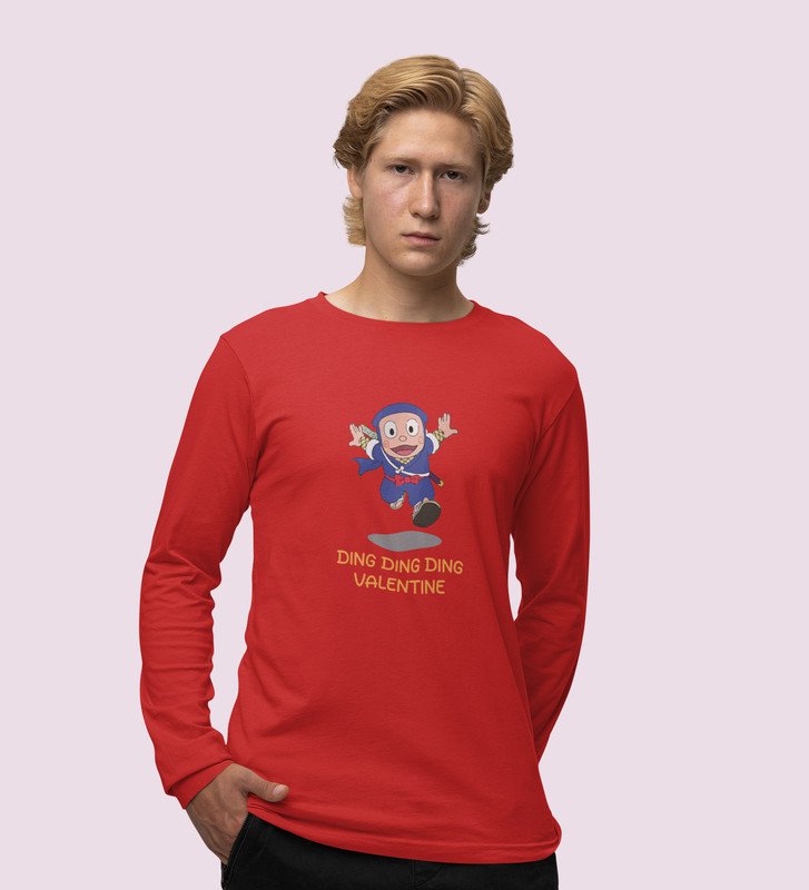 Valentine Ninja: Printed (red) Full Sleeve T-Shirt For Singles