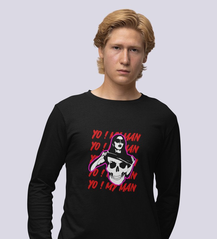 Lover's Paradise: Sublimation Printed (black) Full Sleeve T-Shirt For Singles