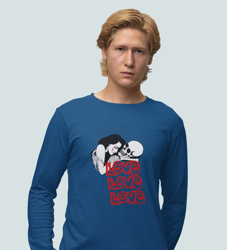 Love Is Insane : Printed (blue) Full Sleeve T-Shirt For Singles