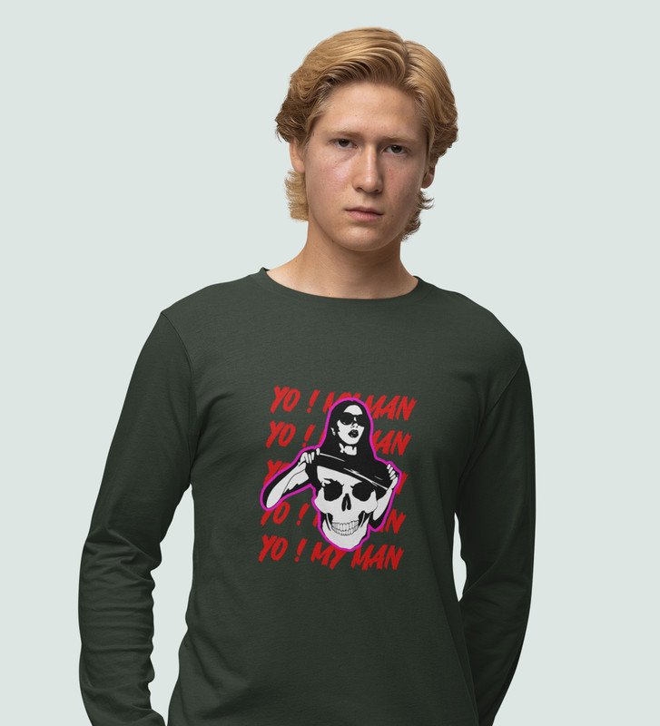 Lover's Paradise: Sublimation Printed (green) Full Sleeve T-Shirt For Singles