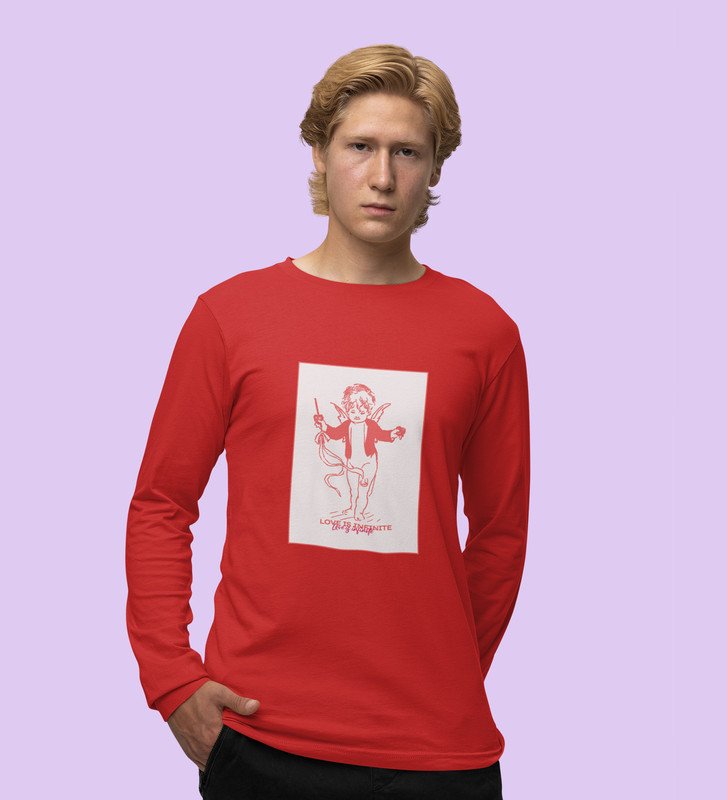 Love is Infinite : Printed (red) Full Sleeve T-Shirt For Singles