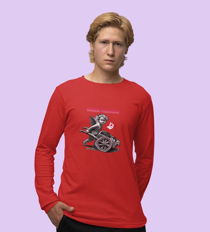 Sending Love: Printed (red) Full Sleeve T-Shirt For Singles