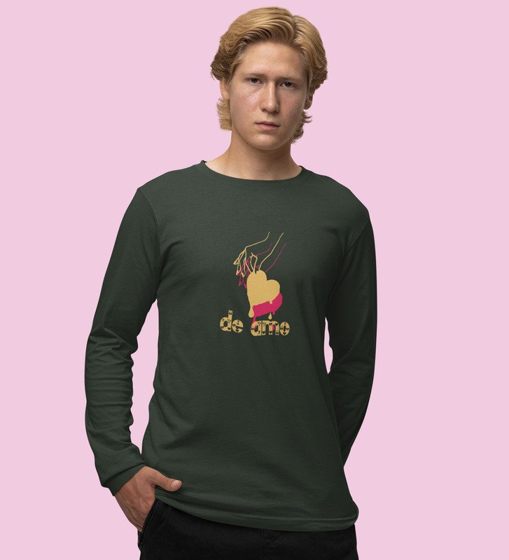 Te Amo: Sublimation Printed (green) Full Sleeve T-Shirt For Singles