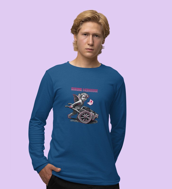 Sending Love: Printed (blue) Full Sleeve T-Shirt For Singles