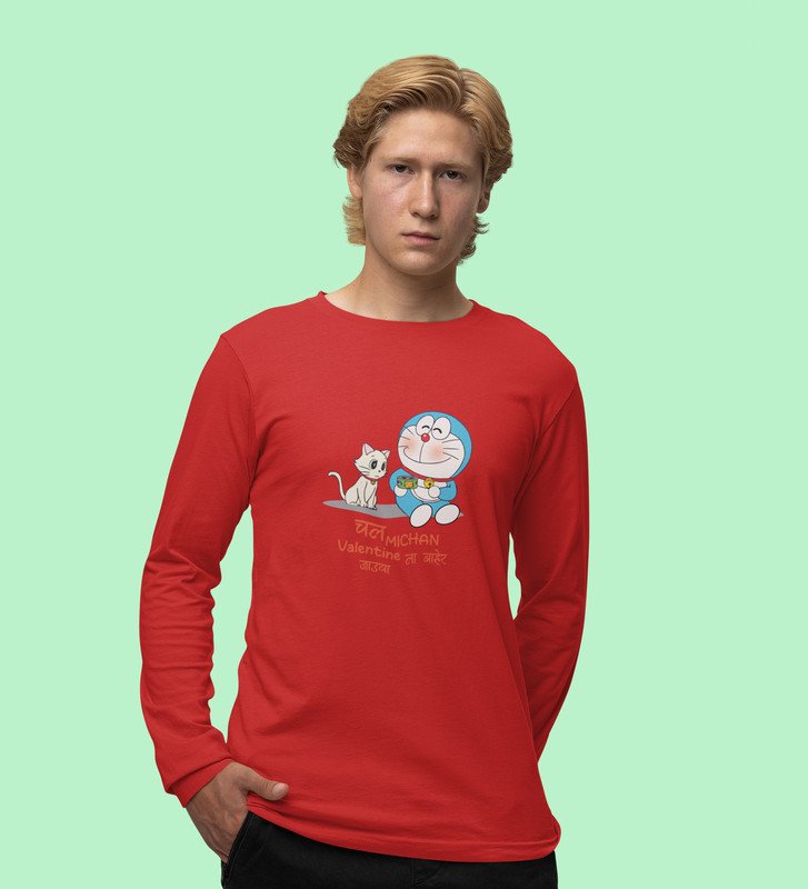 Cute Couples: Printed (red) Full Sleeve T-Shirt For Singles