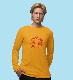 Sending Love: Printed (yellow) Full Sleeve T-Shirt For Singles