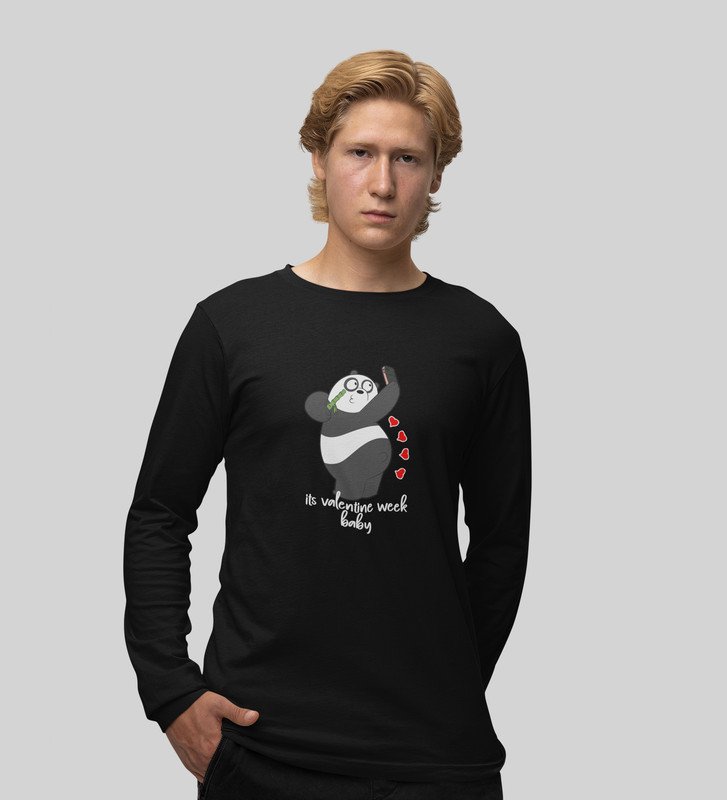 Valentine Is Already Here: Attractive Printed (black) Full Sleeve T-Shirt For Singles
