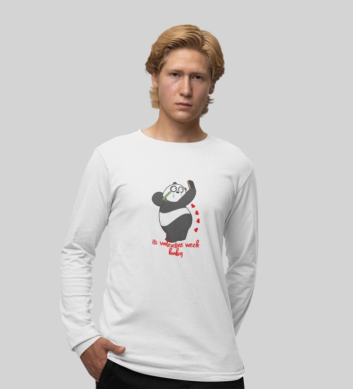 Valentine Is Already Here: Attractive Printed (white) Full Sleeve T-Shirt For Singles