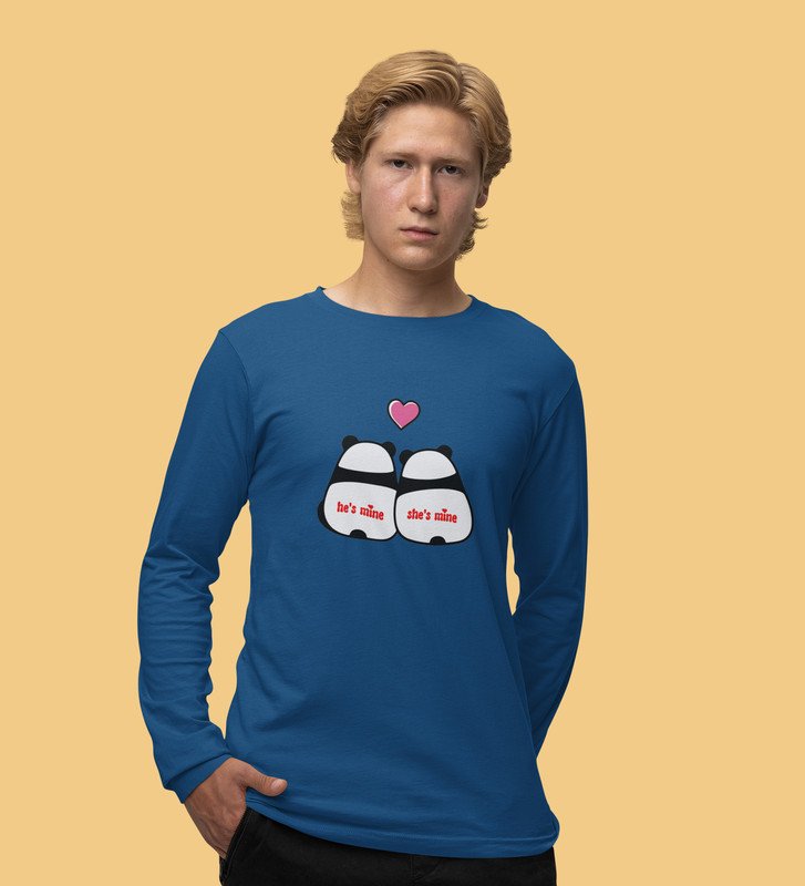 Made For Each Other: Sublimation Printed (blue) Full Sleeve T-Shirt For Singles