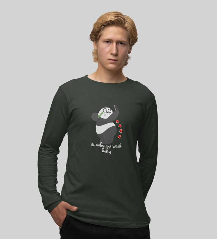 Valentine Is Already Here: Attractive Printed (green) Full Sleeve T-Shirt For Singles