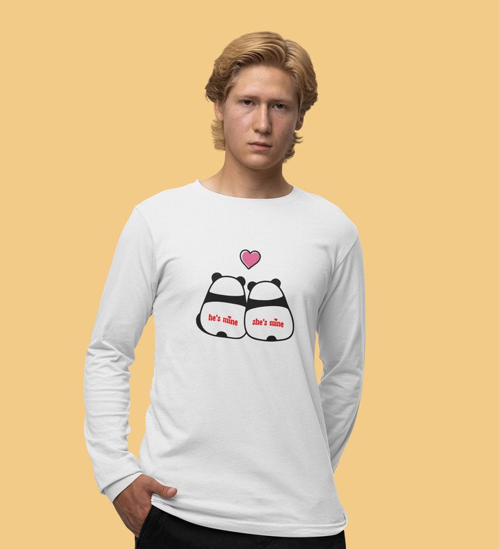 Made For Each Other: Sublimation Printed (white) Full Sleeve T-Shirt For Singles