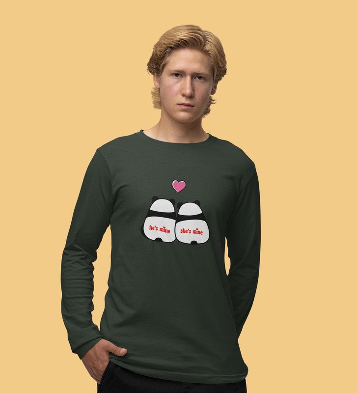 Made For Each Other: Sublimation Printed (green) Full Sleeve T-Shirt For Singles