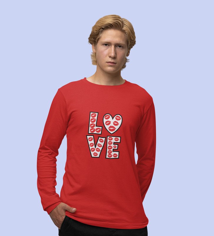 Pure Love: Attractive Printed (red) Full Sleeve T-Shirt For Singles