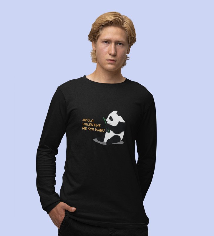 Alone Forever: Sublimation Printed (black) Full Sleeve T-Shirt For Singles
