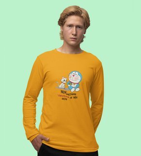 Cute Couples: Printed (yellow) Full Sleeve T-Shirt For Singles