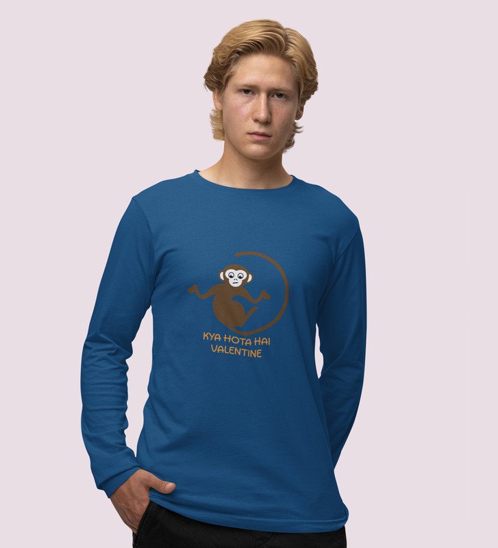 What Do We Do: Attractive Printed (blue) Full Sleeve T-Shirt For Singles