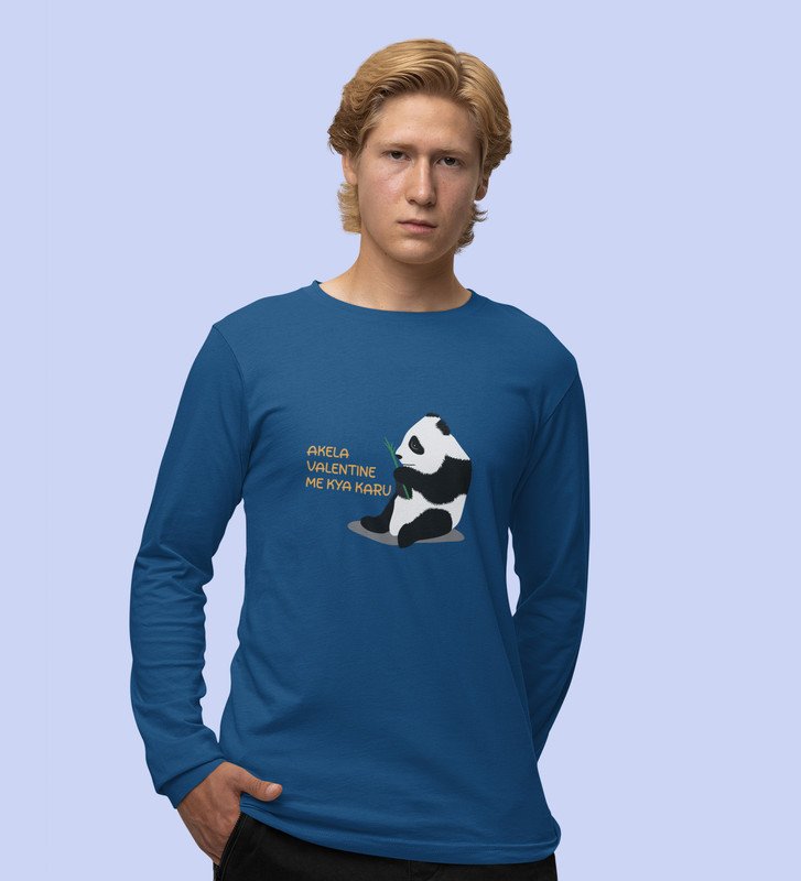 Alone Forever: Sublimation Printed (blue) Full Sleeve T-Shirt For Singles