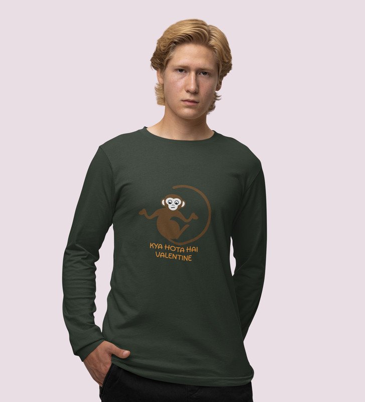 What Do We Do: Attractive Printed (green) Full Sleeve T-Shirt For Singles