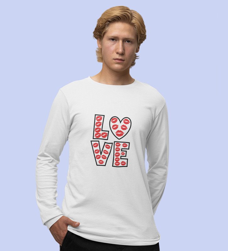 Pure Love: Attractive Printed (white) Full Sleeve T-Shirt For Singles