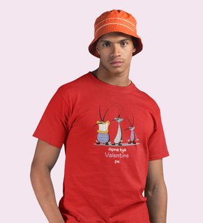 We Don't Have Valentine: Sublimation Printed (Red) T-Shirt For Singles