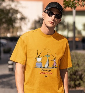 We Don't Have Valentine: Sublimation Printed (yellow) T-Shirt For Singles