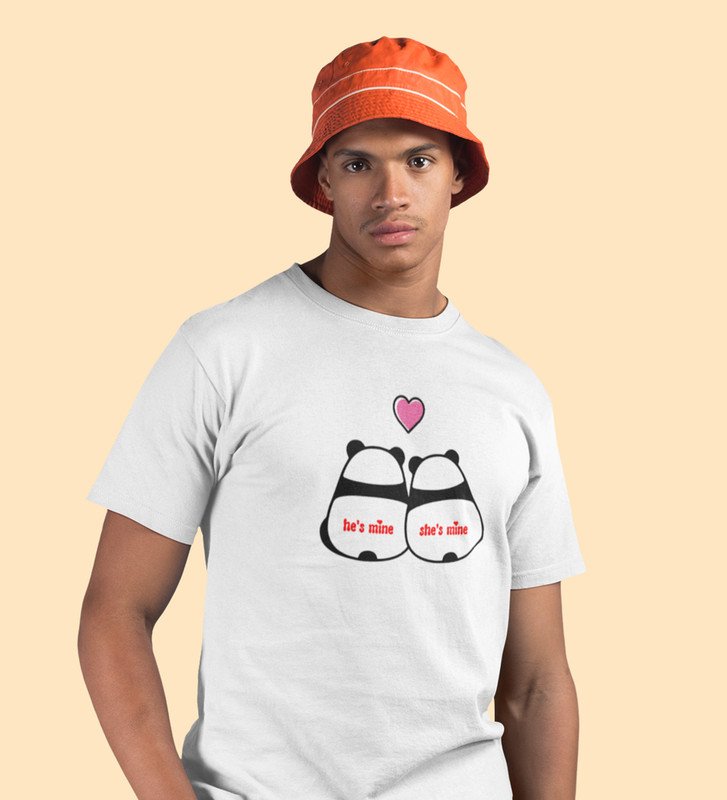 Made For Each Other: Sublimation Printed (white) T-Shirt For Singles