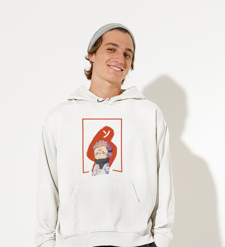Printed Itadori Anime Cotton White Hoodies For Mens and Boys